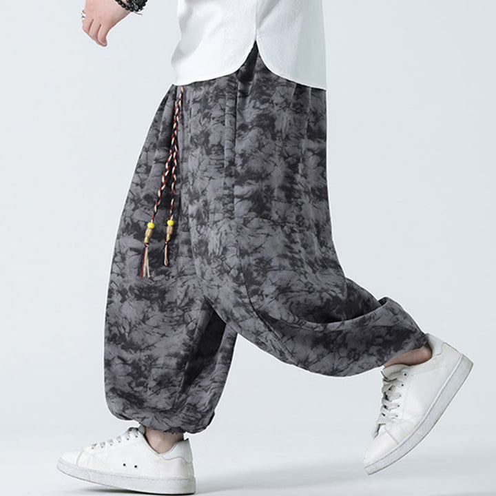 Buddha Stonesレトロ カジュアル ドローストリングデザイン 花柄 メンズ ハーレムパンツ ポケット付き - image 12