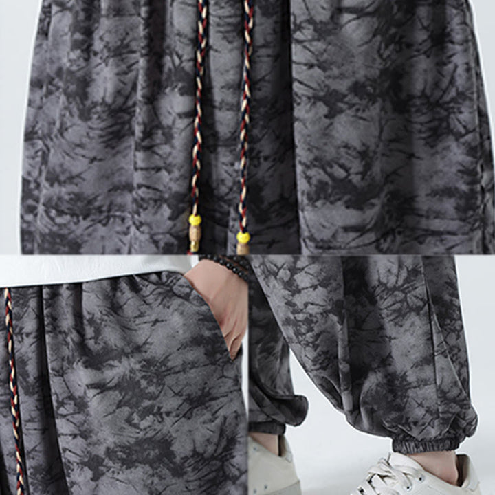 Buddha Stonesレトロ カジュアル ドローストリングデザイン 花柄 メンズ ハーレムパンツ ポケット付き - image 21