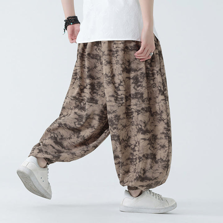 Buddha Stonesレトロ カジュアル ドローストリングデザイン 花柄 メンズ ハーレムパンツ ポケット付き - image 7