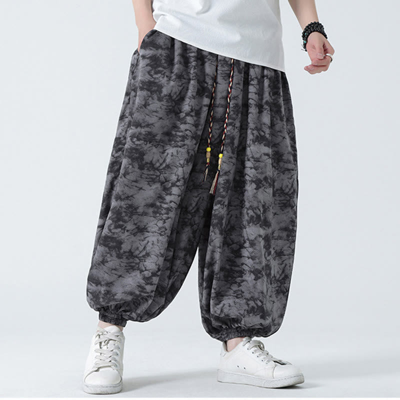 Buddha Stonesレトロ カジュアル ドローストリングデザイン 花柄 メンズ ハーレムパンツ ポケット付き - image 20