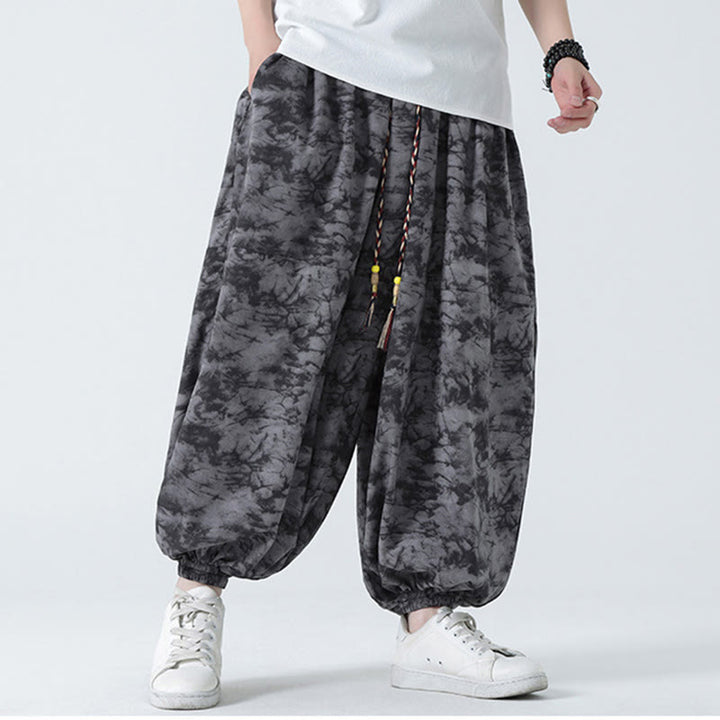 Buddha Stonesレトロ カジュアル ドローストリングデザイン 花柄 メンズ ハーレムパンツ ポケット付き - image 20