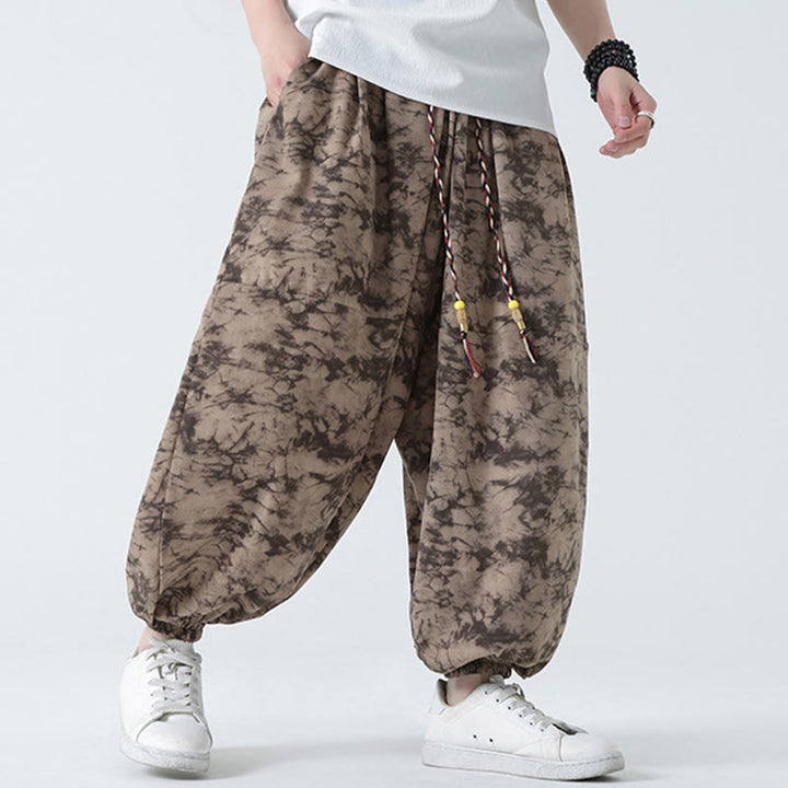 Buddha Stonesレトロ カジュアル ドローストリングデザイン 花柄 メンズ ハーレムパンツ ポケット付き - image 9