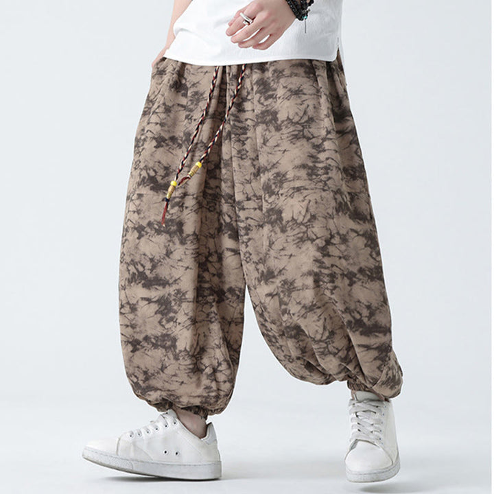 Buddha Stonesレトロ カジュアル ドローストリングデザイン 花柄 メンズ ハーレムパンツ ポケット付き - image 5