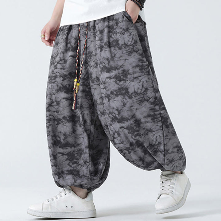 Buddha Stonesレトロ カジュアル ドローストリングデザイン 花柄 メンズ ハーレムパンツ ポケット付き - image 19
