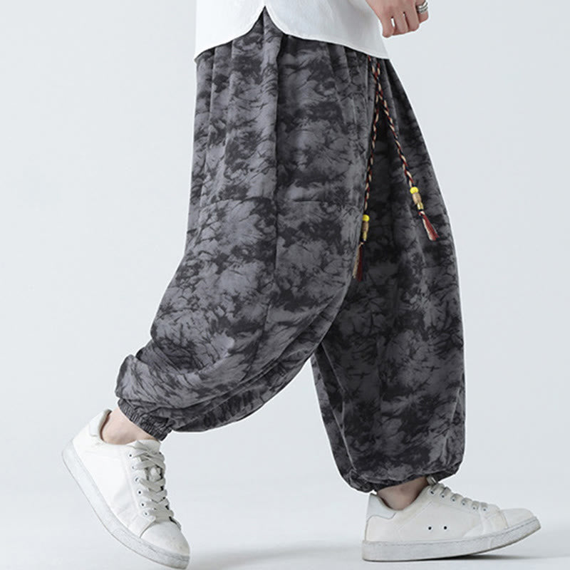 Buddha Stonesレトロ カジュアル ドローストリングデザイン 花柄 メンズ ハーレムパンツ ポケット付き - image 17