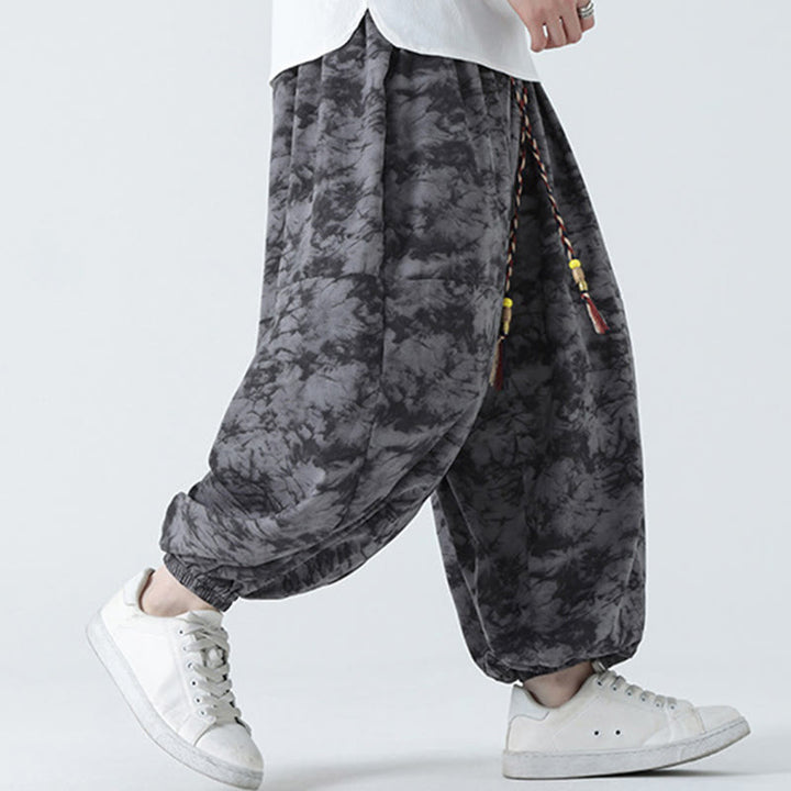 Buddha Stonesレトロ カジュアル ドローストリングデザイン 花柄 メンズ ハーレムパンツ ポケット付き - image 17