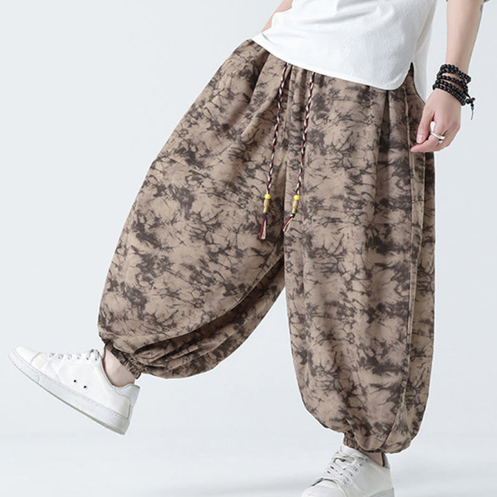Buddha Stonesレトロ カジュアル ドローストリングデザイン 花柄 メンズ ハーレムパンツ ポケット付き - image 10