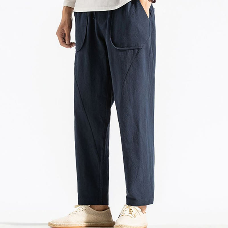 Buddha Stonesレトロ カジュアル ドローストリングデザイン メンズ ハーレム コットン 無地 パンツ ポケット付き - image 3