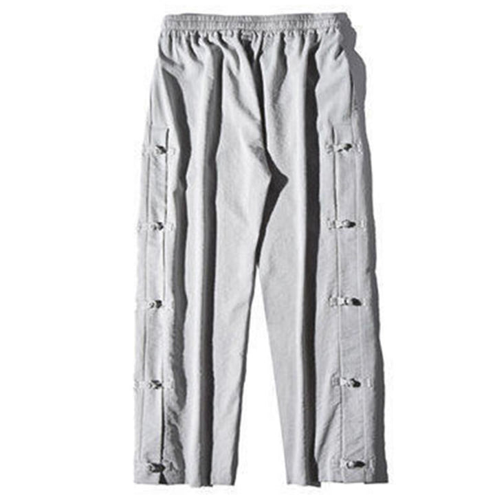 Buddha Stonesカジュアルパッチワーククレーン柄カエルボタンデザインメンズワイドレッグパンツポケット付き - image 22