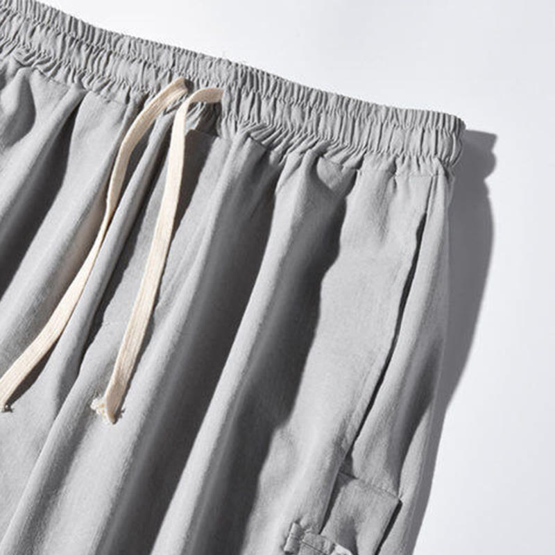 Buddha Stonesカジュアルパッチワーククレーン柄カエルボタンデザインメンズワイドレッグパンツポケット付き - image 22