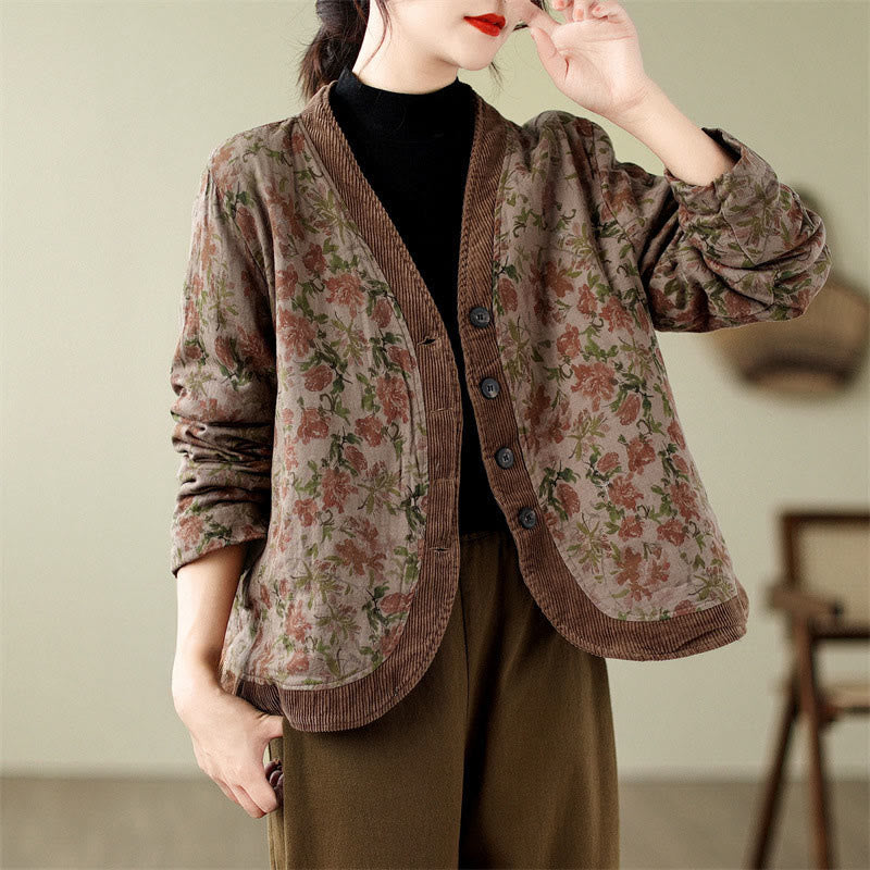 Buddha Stonesフラワージャカード レディース コットンパデッドジャケット - シエナ - US14、 UK/AU18、 EU46 (2XL) - image 1