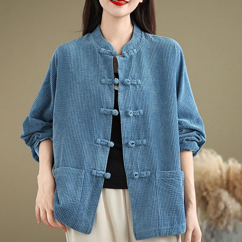 Buddha Stonesフロッグボタン スタンドカラー レディース コーデュロイ ジャケット - image 19