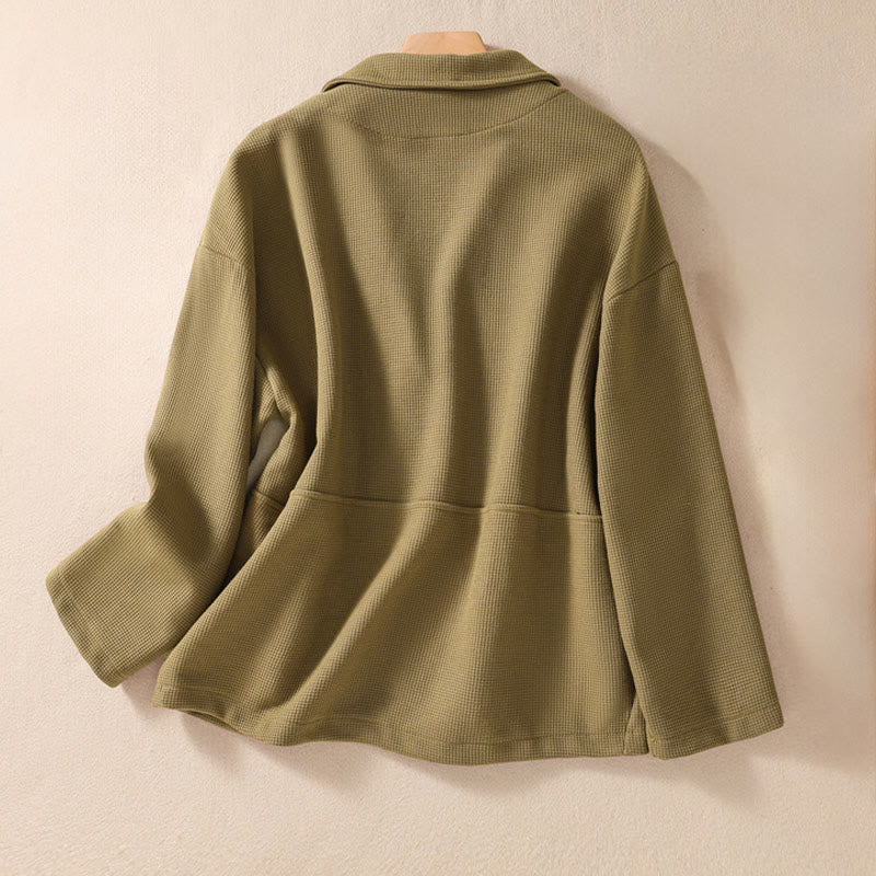 Buddha Stonesプレーンラペル レディース コットンジャケット ポケット付き - image 2
