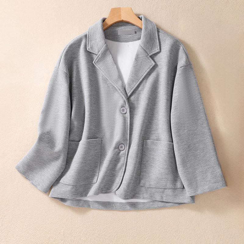Buddha Stonesプレーンラペル レディース コットンジャケット ポケット付き - 銀 - US12、 UK/AU16、 EU44 (XL) - image 11