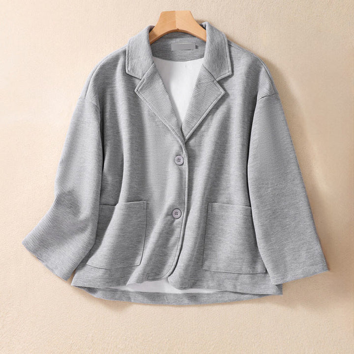 Buddha Stonesプレーンラペル レディース コットンジャケット ポケット付き - 銀 - US12、 UK/AU16、 EU44 (XL) - image 11