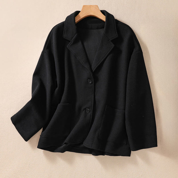 Buddha Stonesプレーンラペル レディース コットンジャケット ポケット付き - 黒 - US12、 UK/AU16、 EU44 (XL) - image 22