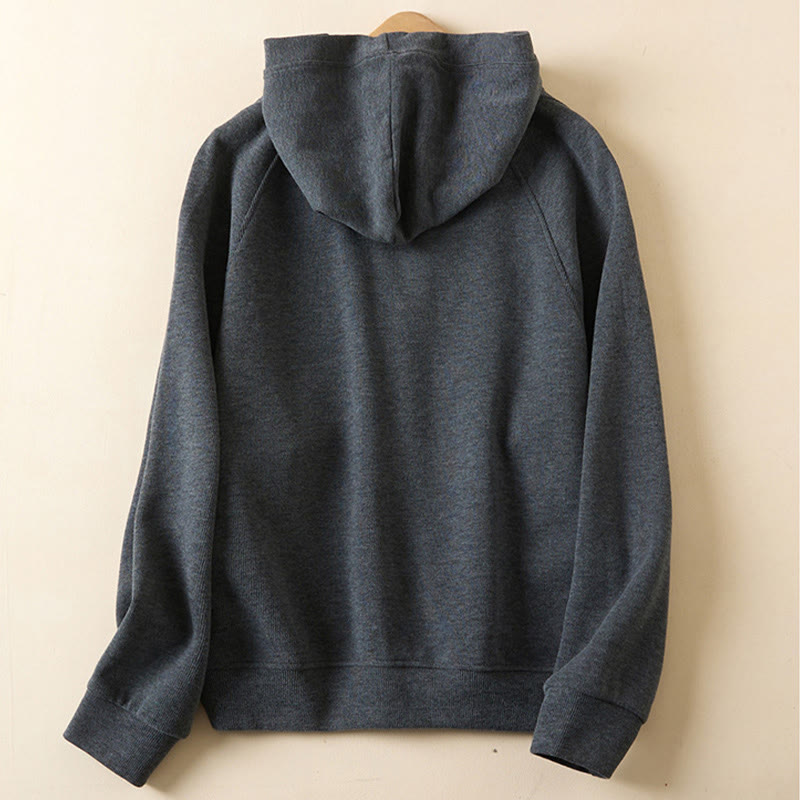 Buddha Stonesプレーンボタン レディース コットン フード付きジャケット ポケット付き - image 2