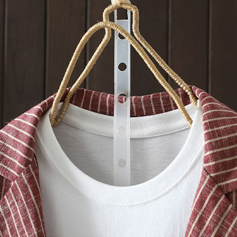 Buddha Stonesスプライシングストライプ レディース コットンリネン ジャケット ポケット付き - image 8