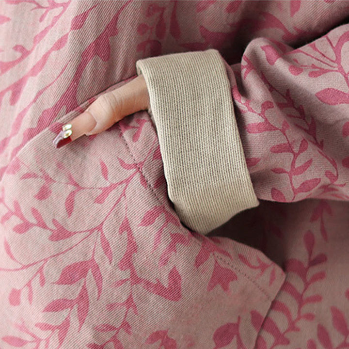 ポケット付きBuddha Stonesリーフプリントレディースジャケット - image 14