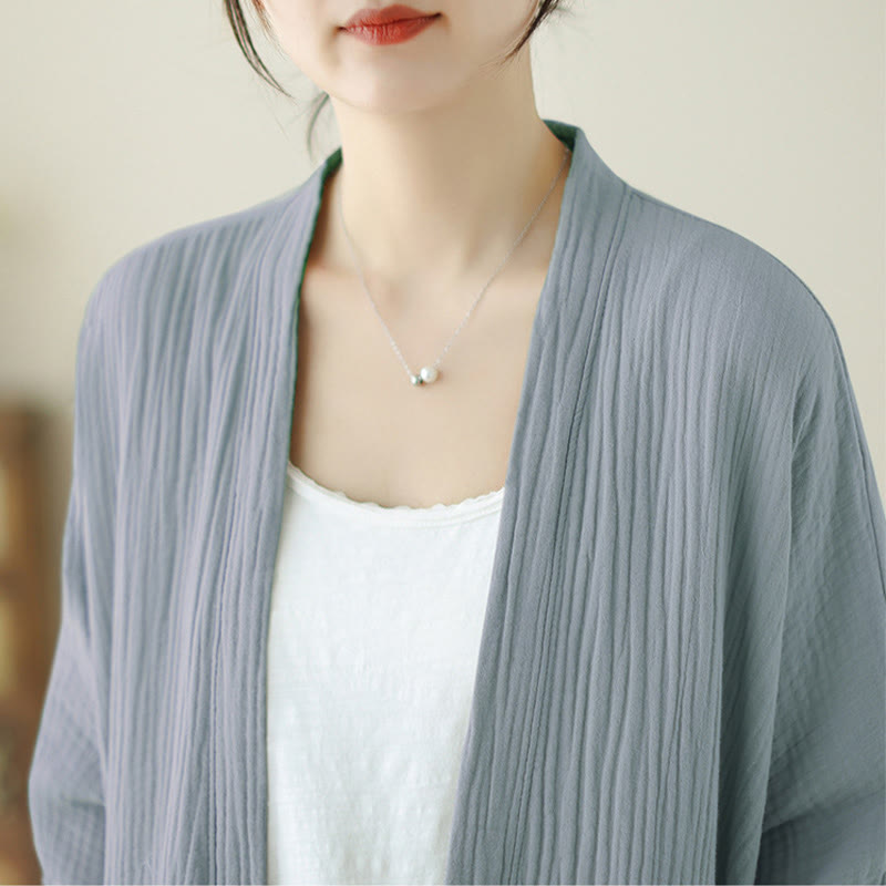 ポケット付きBuddha Stonesプレーン長袖禅瞑想コットンリネンジャケット - image 22