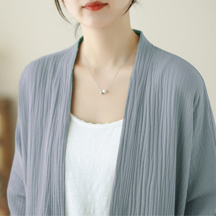 ポケット付きBuddha Stonesプレーン長袖禅瞑想コットンリネンジャケット - image 22