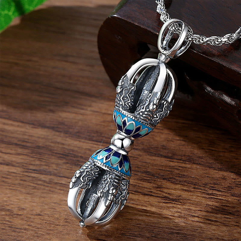 Buddha Stonesチベット銅金剛杵ドルジェスピリチュアルパワーネックレスペンダント - image 1