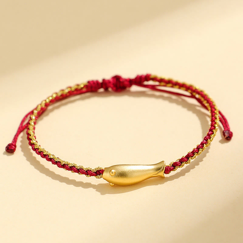 Buddha Stones999スターリングシルバー 幸運の鯉の守護ロープブレスレット - ダークレッドロープ（手首周り：15～19cm） - image 11