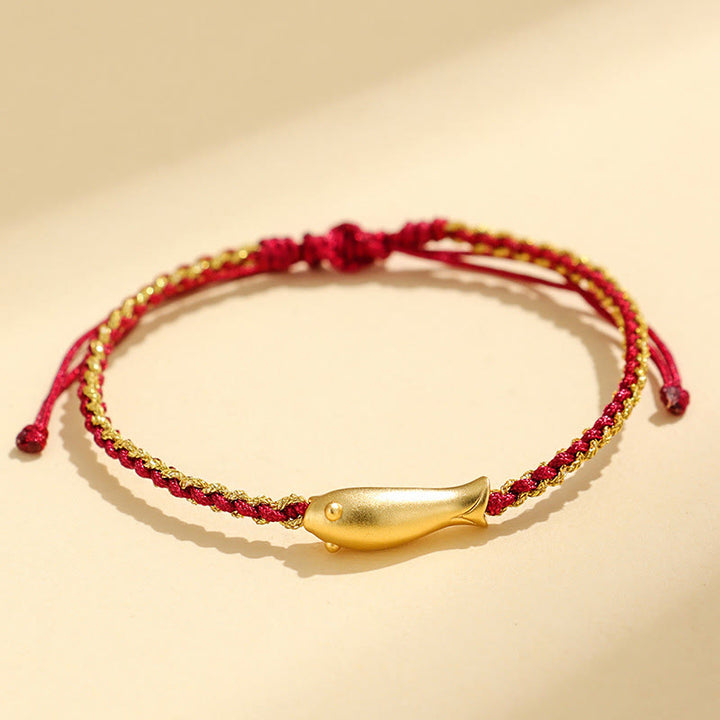 Buddha Stones999スターリングシルバー 幸運の鯉の守護ロープブレスレット - ダークレッドロープ（手首周り：15～19cm） - image 11