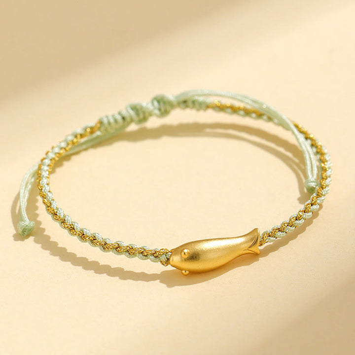 Buddha Stones999スターリングシルバー 幸運の鯉の守護ロープブレスレット - グリーンロープ（手首周り：15～19cm） - image 14