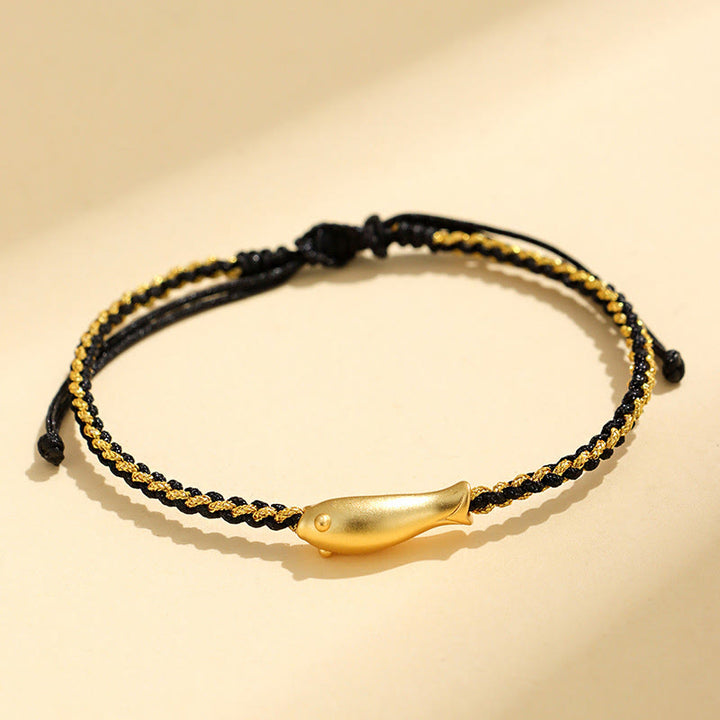 Buddha Stones999スターリングシルバー 幸運の鯉の守護ロープブレスレット - ブラックロープ（手首周り：15～19cm） - image 10
