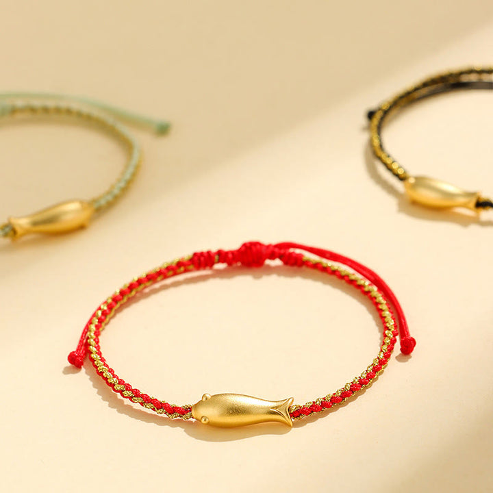 Buddha Stones999スターリングシルバー 幸運の鯉の守護ロープブレスレット - image 0