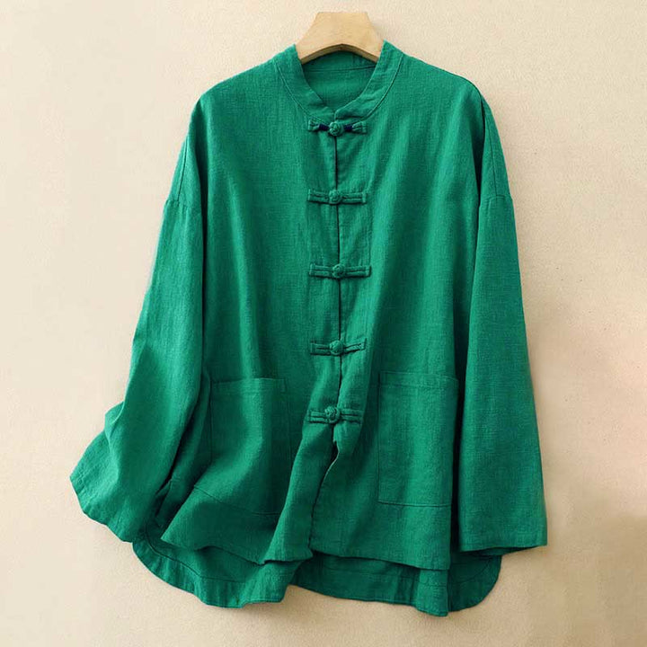 Buddha Stones文学的 芸術的 中国結びボタン カジュアル コットン ウェア - 緑 - US12、 UK/AU16、 EU44 (2XL) - image 14