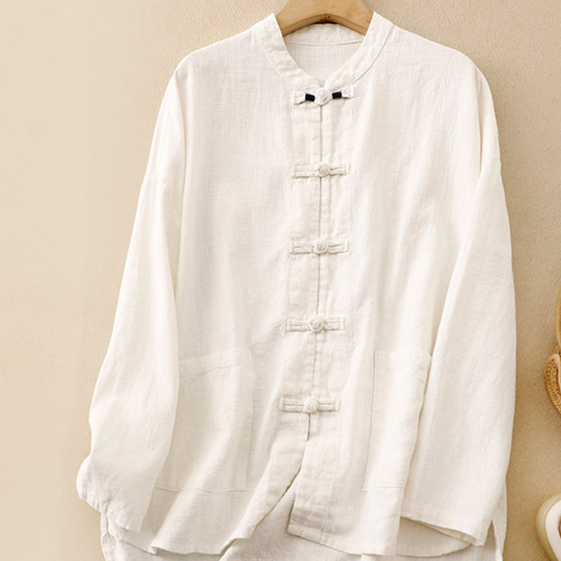 Buddha Stones文学的 芸術的 中国結びボタン カジュアル コットン ウェア - 白 - US12、 UK/AU16、 EU44 (2XL) - image 19