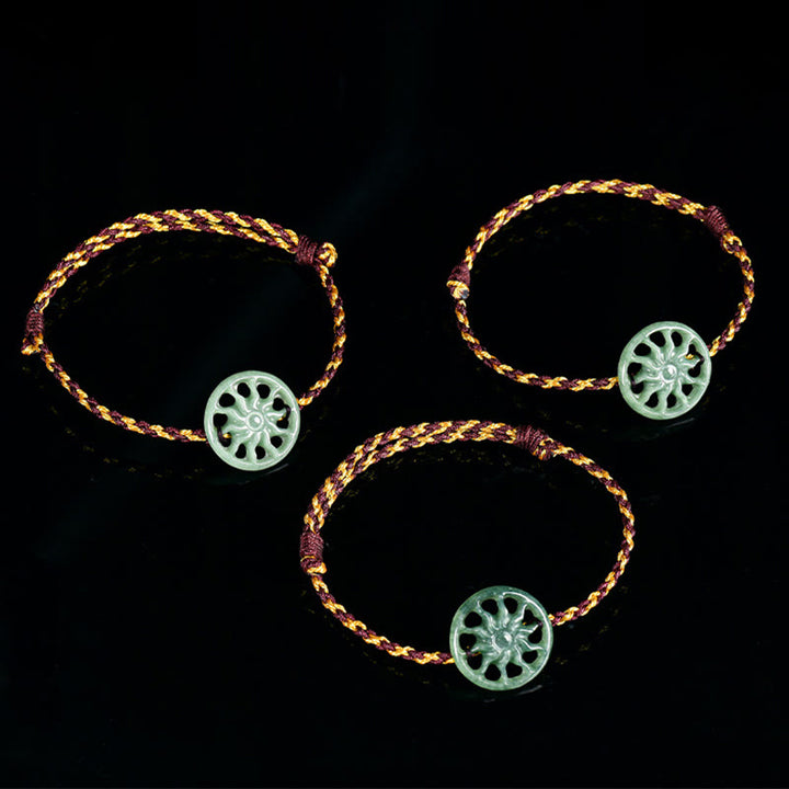 Buddha Stones翡翠太陽編みロープ豊穣ブレスレット - image 5