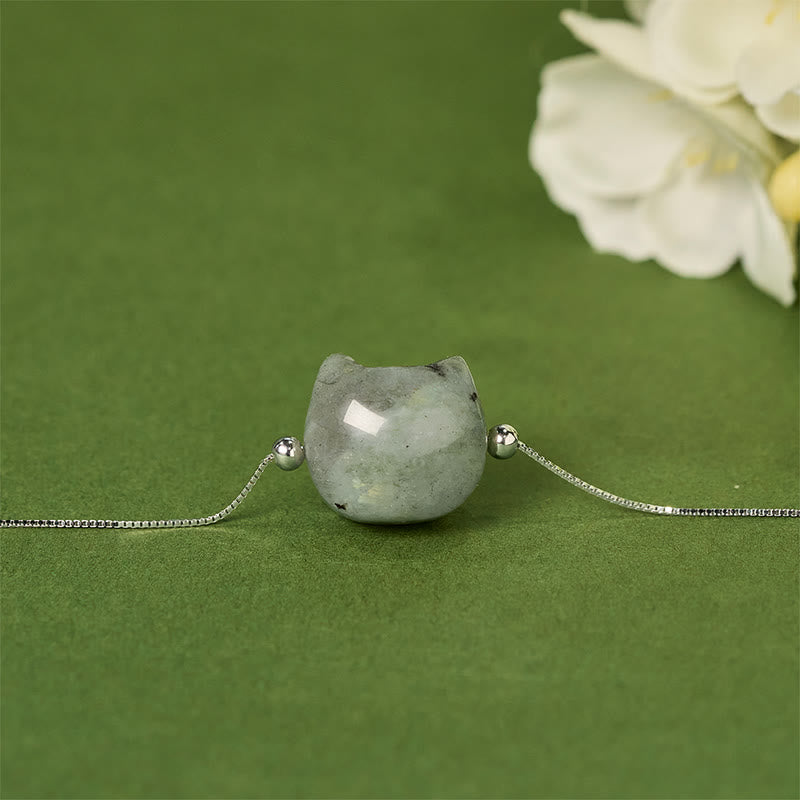 Buddha Stones 925スターリングシルバー 顔のない猫の頭 天然ラブラドライト ヒーリングブレスレット - image 1