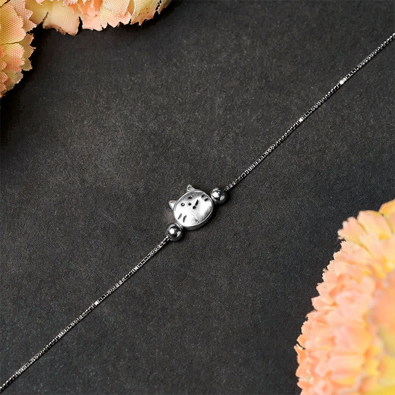 Buddha Stones925スターリングシルバー ミニキャット良縁祈願チェーンブレスレット - image 3
