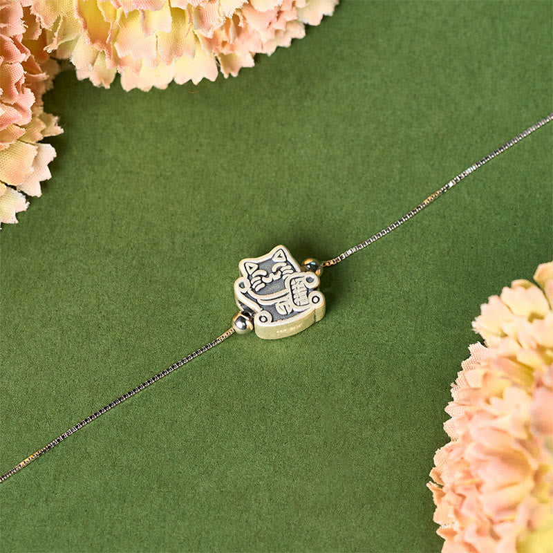 Buddha Stones999スターリングシルバー幸運繁栄キャット 925スターリングシルバー チェーン守護ブレスレット - image 2