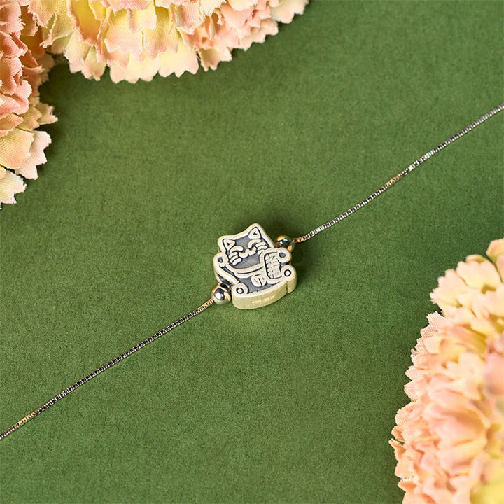 Buddha Stones999スターリングシルバー幸運繁栄キャット 925スターリングシルバー チェーン守護ブレスレット - image 2