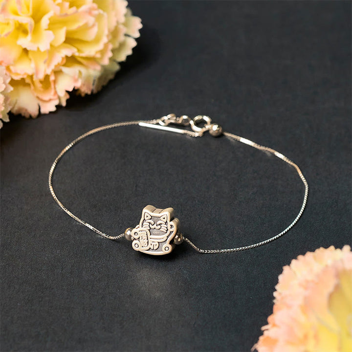 Buddha Stones999スターリングシルバー幸運繁栄キャット 925スターリングシルバー チェーン守護ブレスレット - image 3