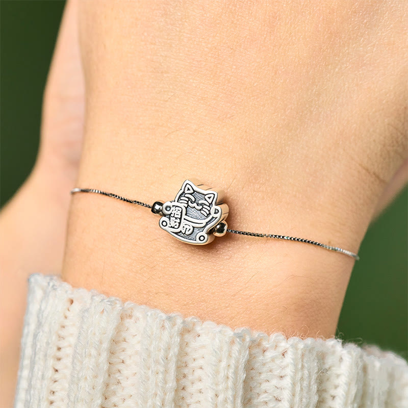 Buddha Stones999スターリングシルバー幸運繁栄キャット 925スターリングシルバー チェーン守護ブレスレット - image 4