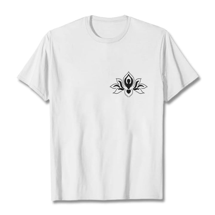 Buddha Stones、蓮、瞑想、仏陀の模様のデザインTシャツ - 白 - 2XL - image 1