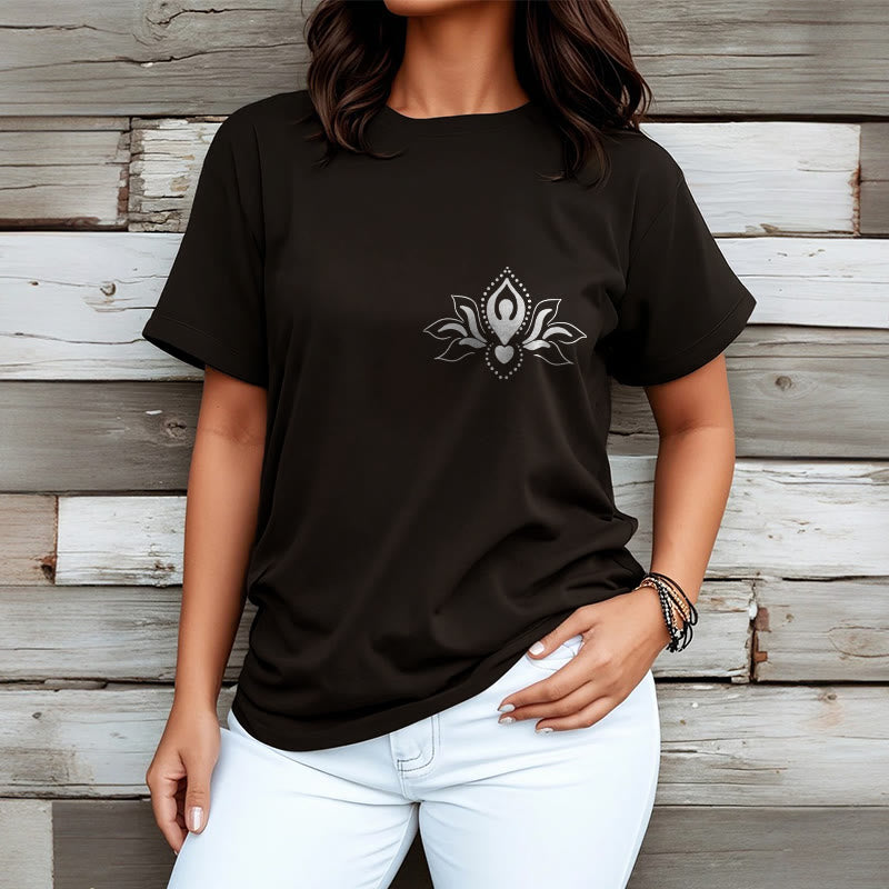 Buddha Stones、蓮、瞑想、仏陀の模様のデザインTシャツ - image 6