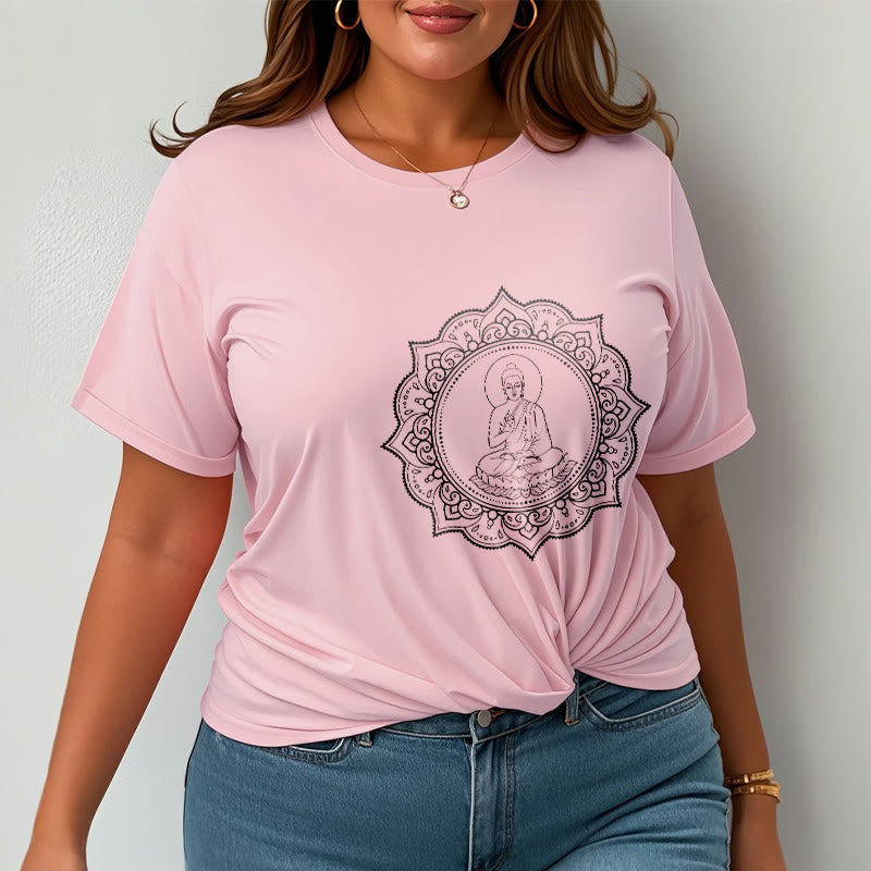 Buddha Stones、蓮華座で瞑想する仏陀の模様のTシャツ - image 14