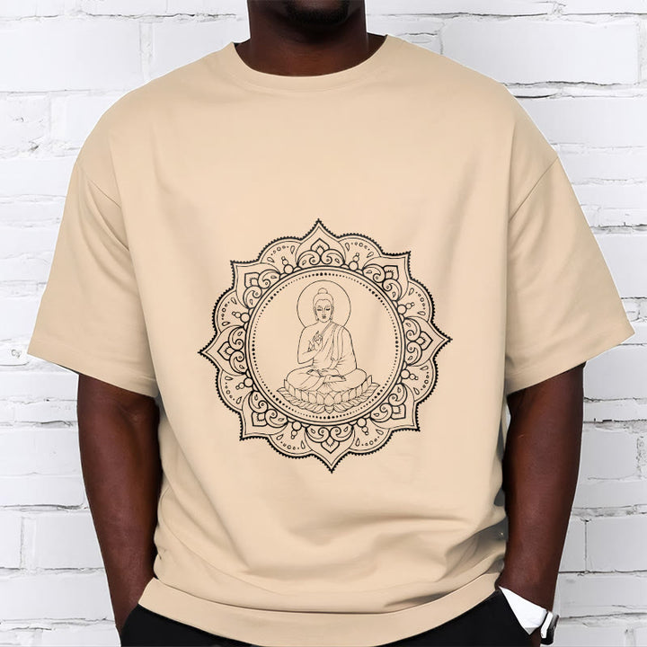 Buddha Stones、蓮華座で瞑想する仏陀の模様のTシャツ - image 12