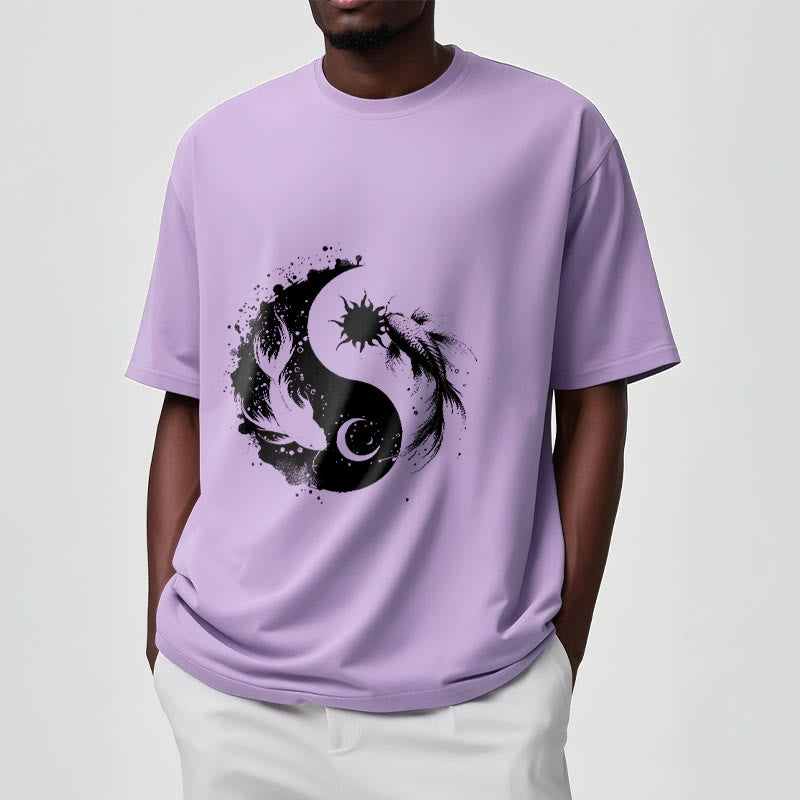 仏陀の石、太陽と月、陰陽鯉柄Tシャツ - image 18