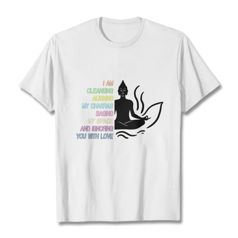 Buddha Stones、仏陀の蓮の花、瞑想デザインTシャツ - 白 - グレー - image 1