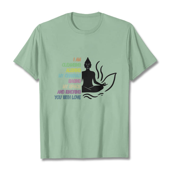 Buddha Stones、仏陀の蓮の花、瞑想デザインTシャツ - ペールグリーン - グレー - image 15