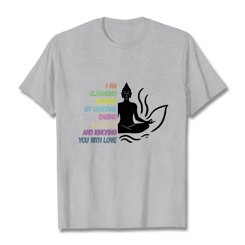Buddha Stones、仏陀の蓮の花、瞑想デザインTシャツ - ライトグレー - グレー - image 20