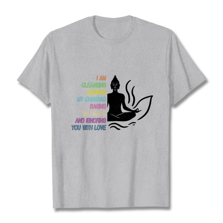 Buddha Stones、仏陀の蓮の花、瞑想デザインTシャツ - ライトグレー - グレー - image 20