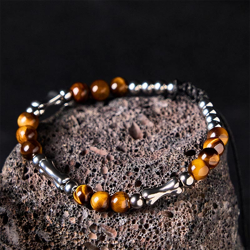 Buddha Stonesかわいい骨模様 タイガーアイ 勇気ビーズブレスレット - image 2